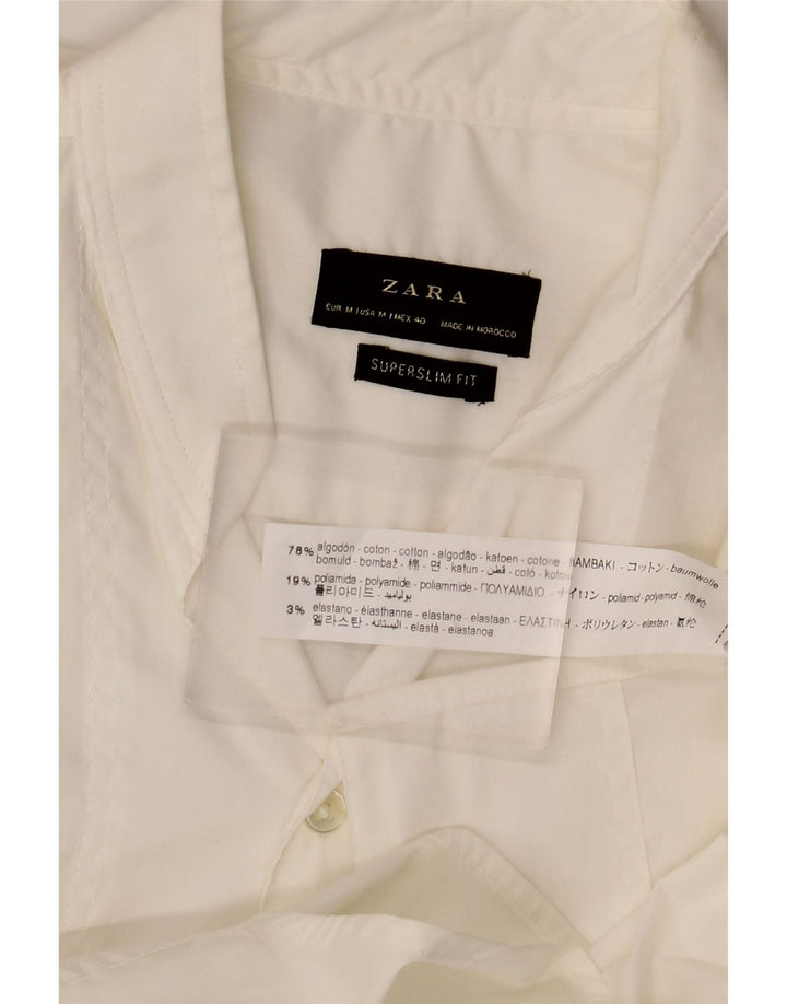 Cămașă pentru bărbați ZARA Super Slim Fit, bumbac alb mediu