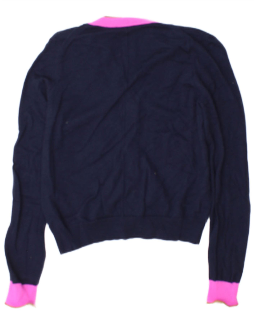 Pulover cardigan pentru femei Jigsaw UK 14 Mediu Bleumarin Lână bloc de culoare