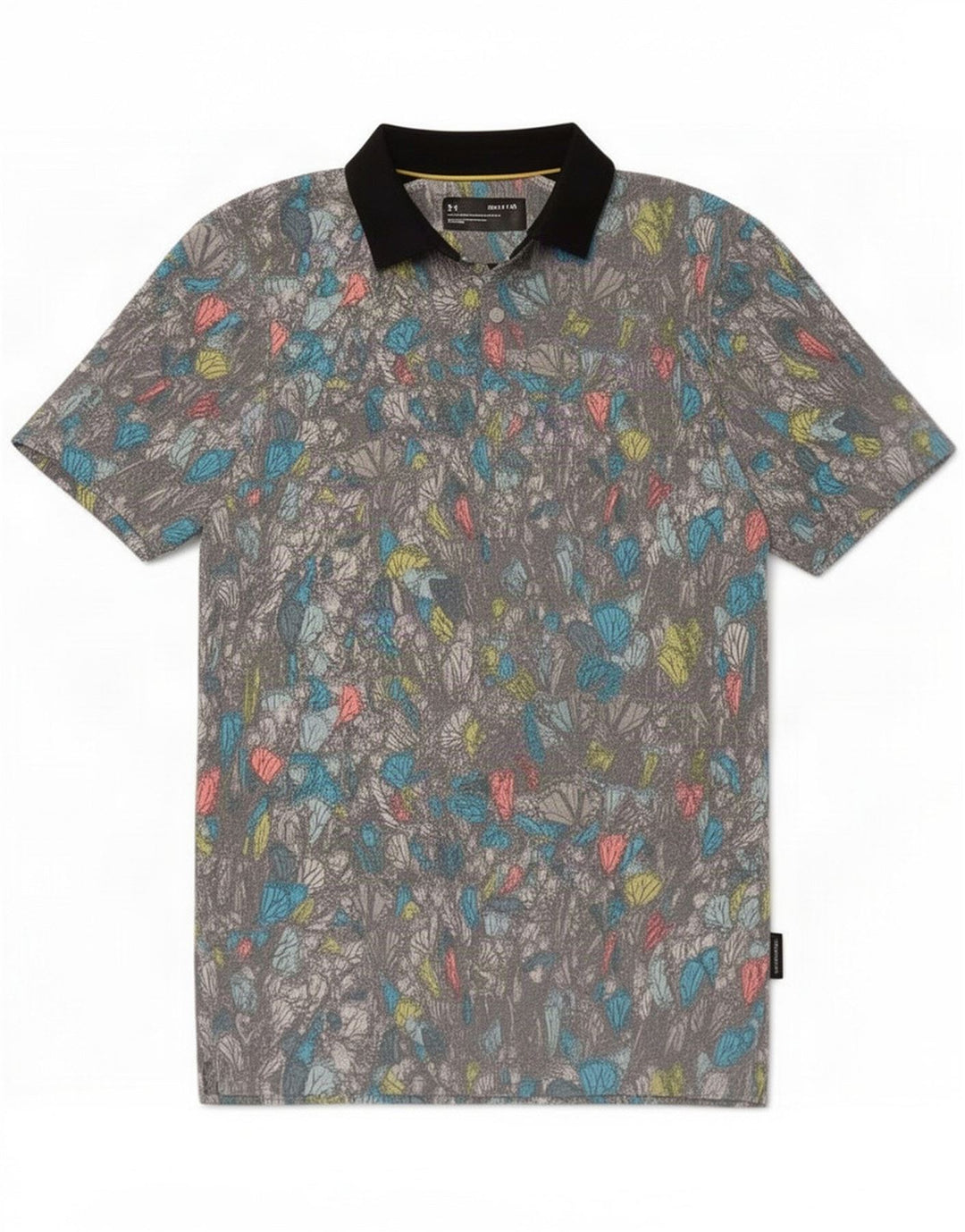Under Armour Tricou polo rugby pentru bărbați cu model abstract, poliester gri mic