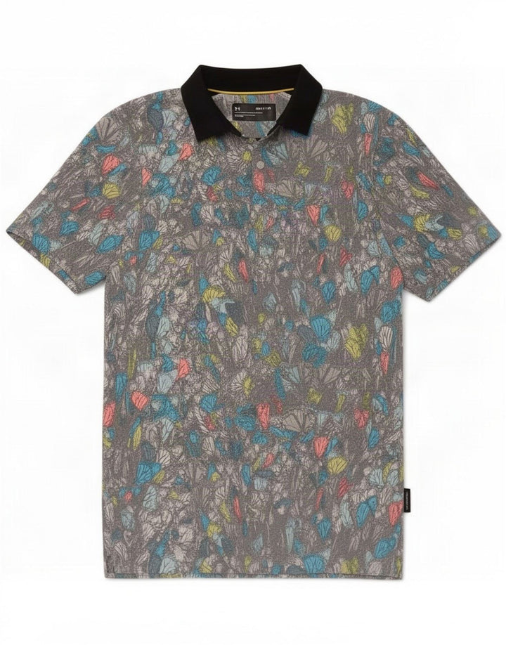 Under Armour Tricou polo rugby pentru bărbați cu model abstract, poliester gri mic