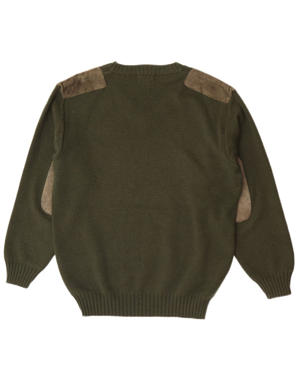 Country Mens Wear Pulover cu decolteu în V EU 40 Lână color bloc verde mediu