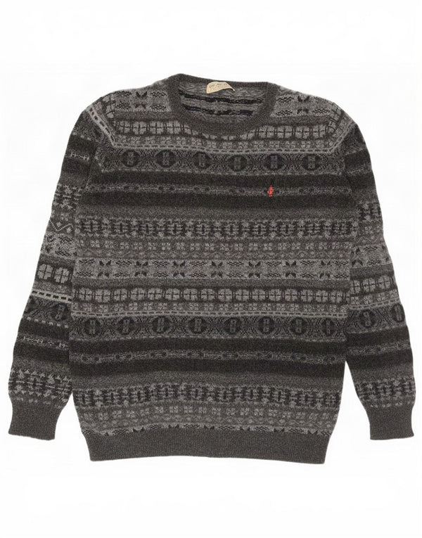 Pulover Marlboro Classics pentru bărbați, cu gât crew, 2XL, lână Fair Isle gri