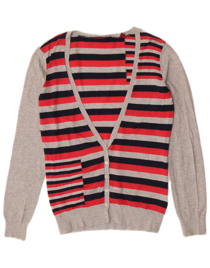 Pulover cardigan pentru femei Ted Baker Mărimea 2 Bumbac cu dungi roșii mici