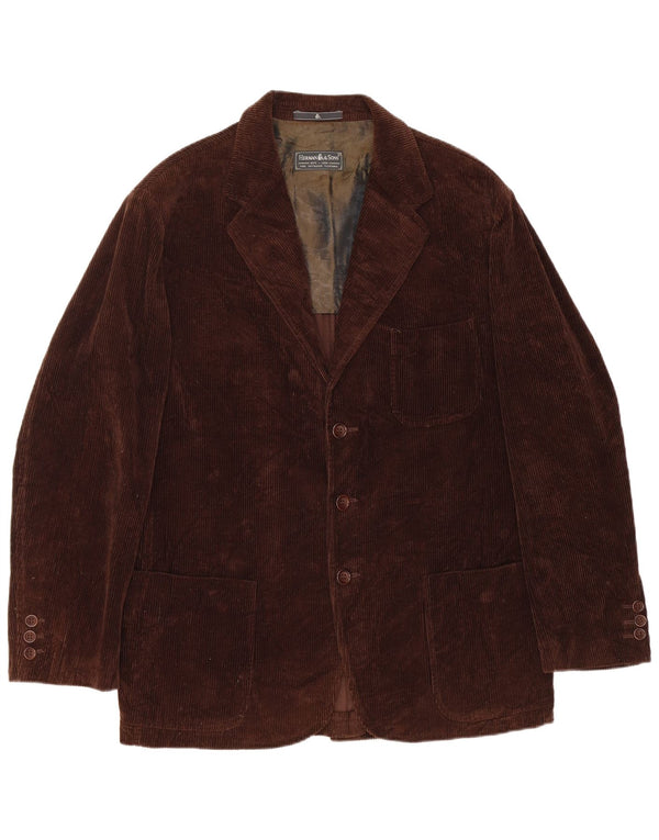 HERMAN & SONS Jachetă pentru bărbați din velur cu 3 nasturi IT 48 Maro Mediu