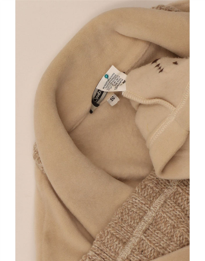 Jachetă din lână supradimensionată vintage pentru femei UK 10 Small Beige Colorblock