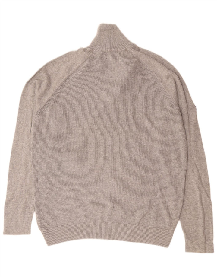 Pulover Jack & Jones pentru bărbați, cu fermoar și gât, bumbac, gri mediu