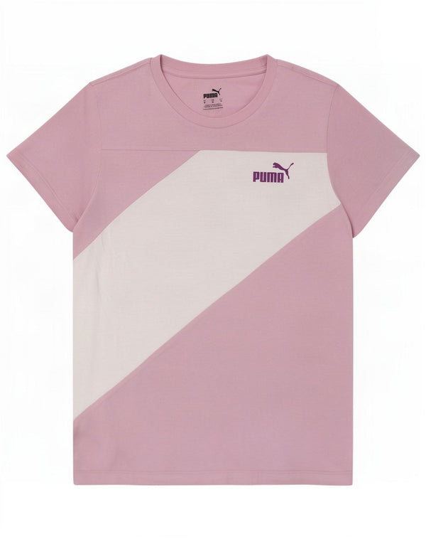 Puma Womens T-Shirt Top UK 12 Medium Pink Colourblock
