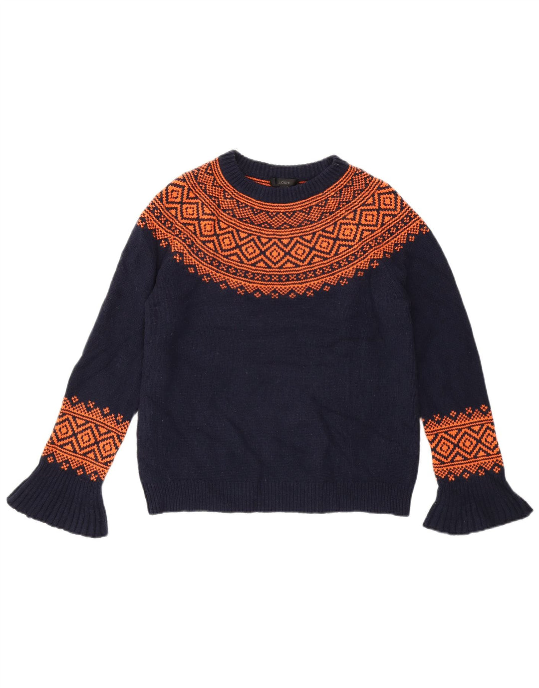 J. CREW Pulover cu decolteu rotund pentru femei UK 6 XS Bleumarin Fair Isle