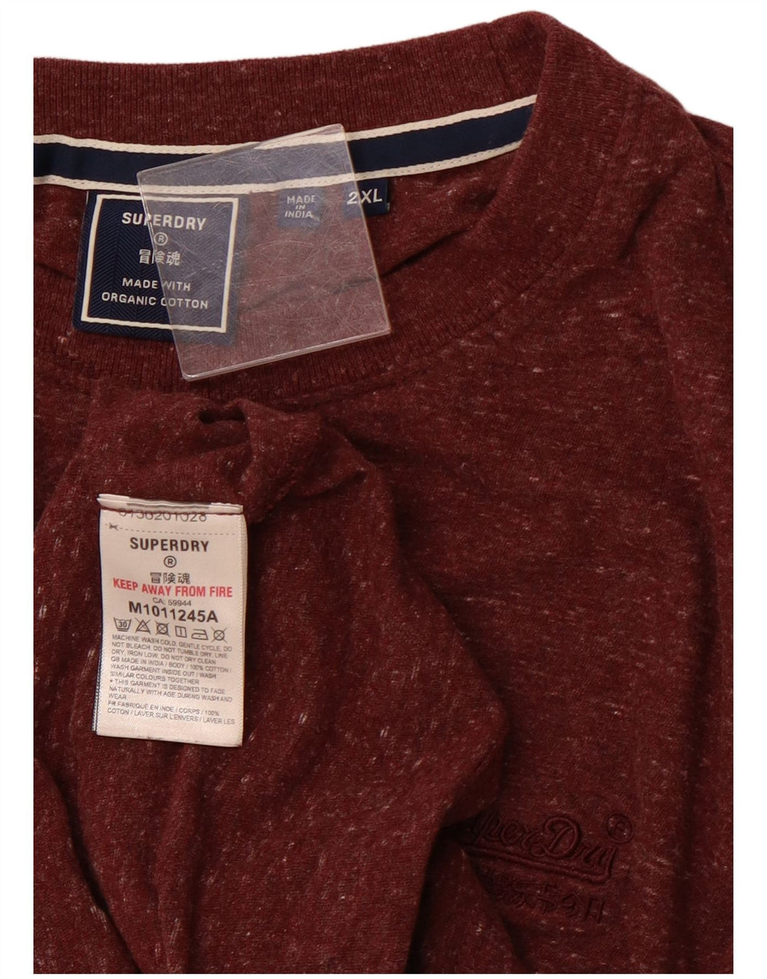 SUPERDRY tricou pentru bărbați Top 2XL burgundy bumbac cu pete