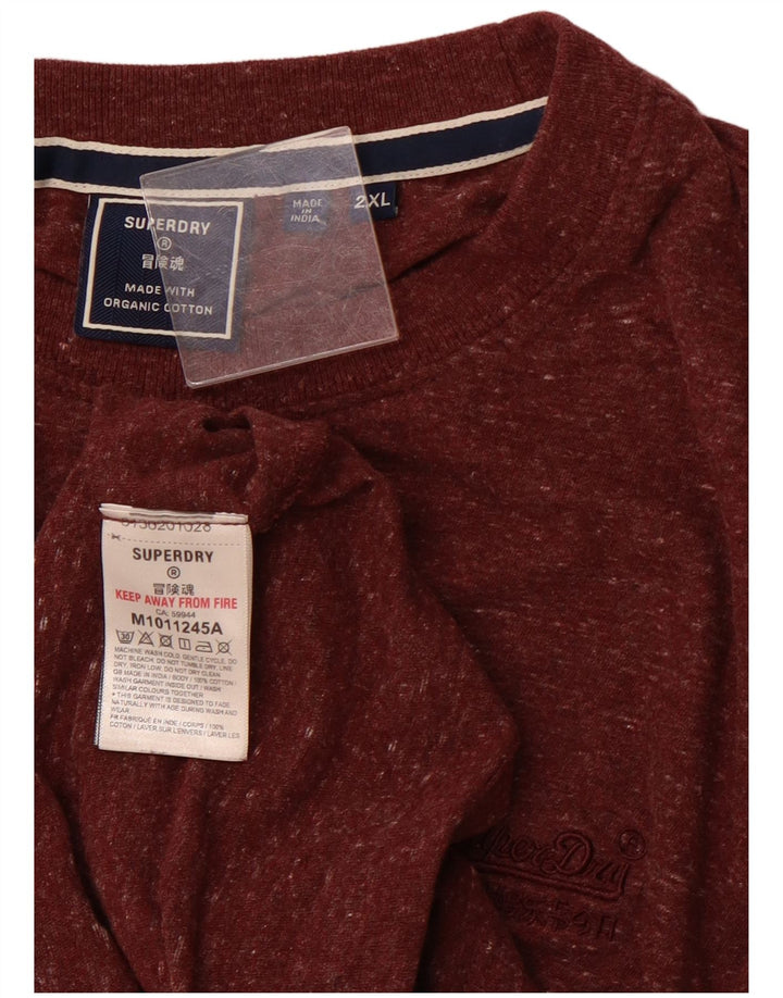 SUPERDRY tricou pentru bărbați Top 2XL burgundy bumbac cu pete