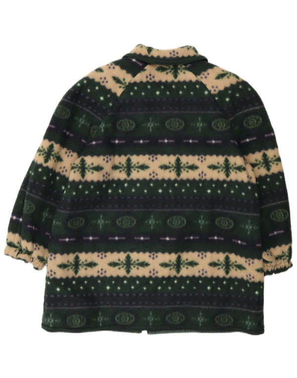 Jachetă vintage pentru femei cu mâneci 3/4 fleece UK 20 2XL Green Fair Isle