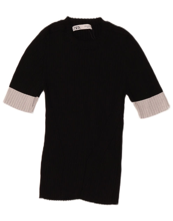 Pulover cu gât țestoasă pentru femei Zara UK 12 Medium Black Colorblock