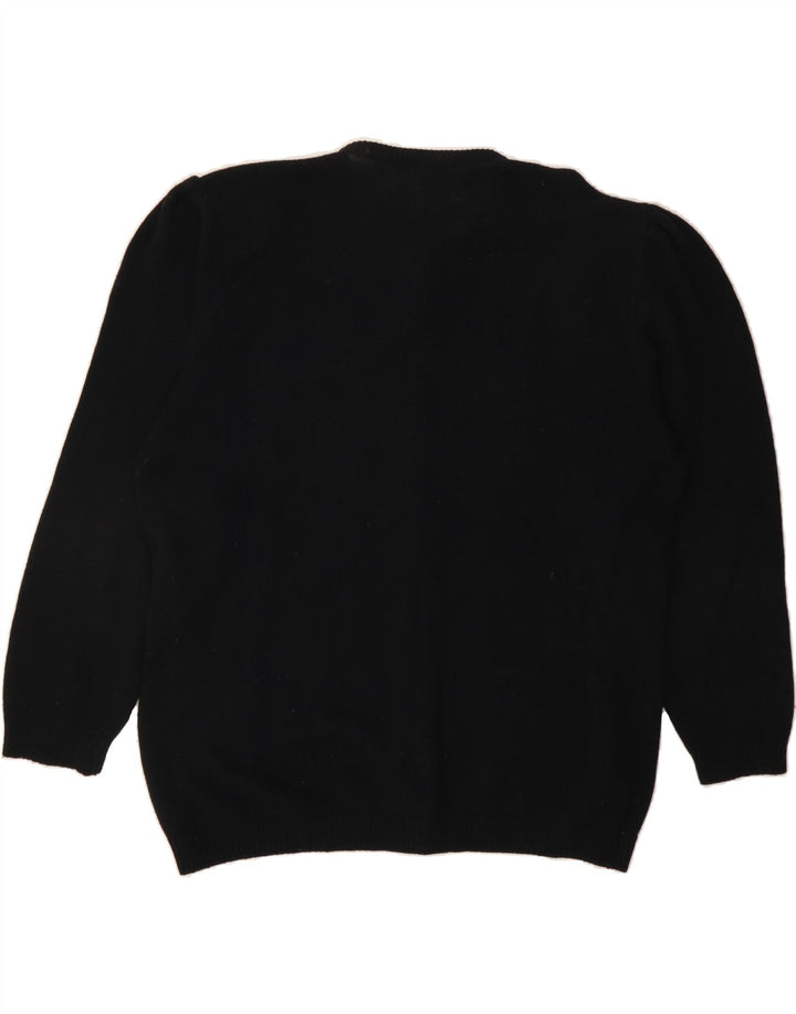 BIFFI Womens Cardigan Sweater UK 14 Large Black Floral Polyamide Vintage Biffi and Second-Hand Biffi from Messina Hembry 
