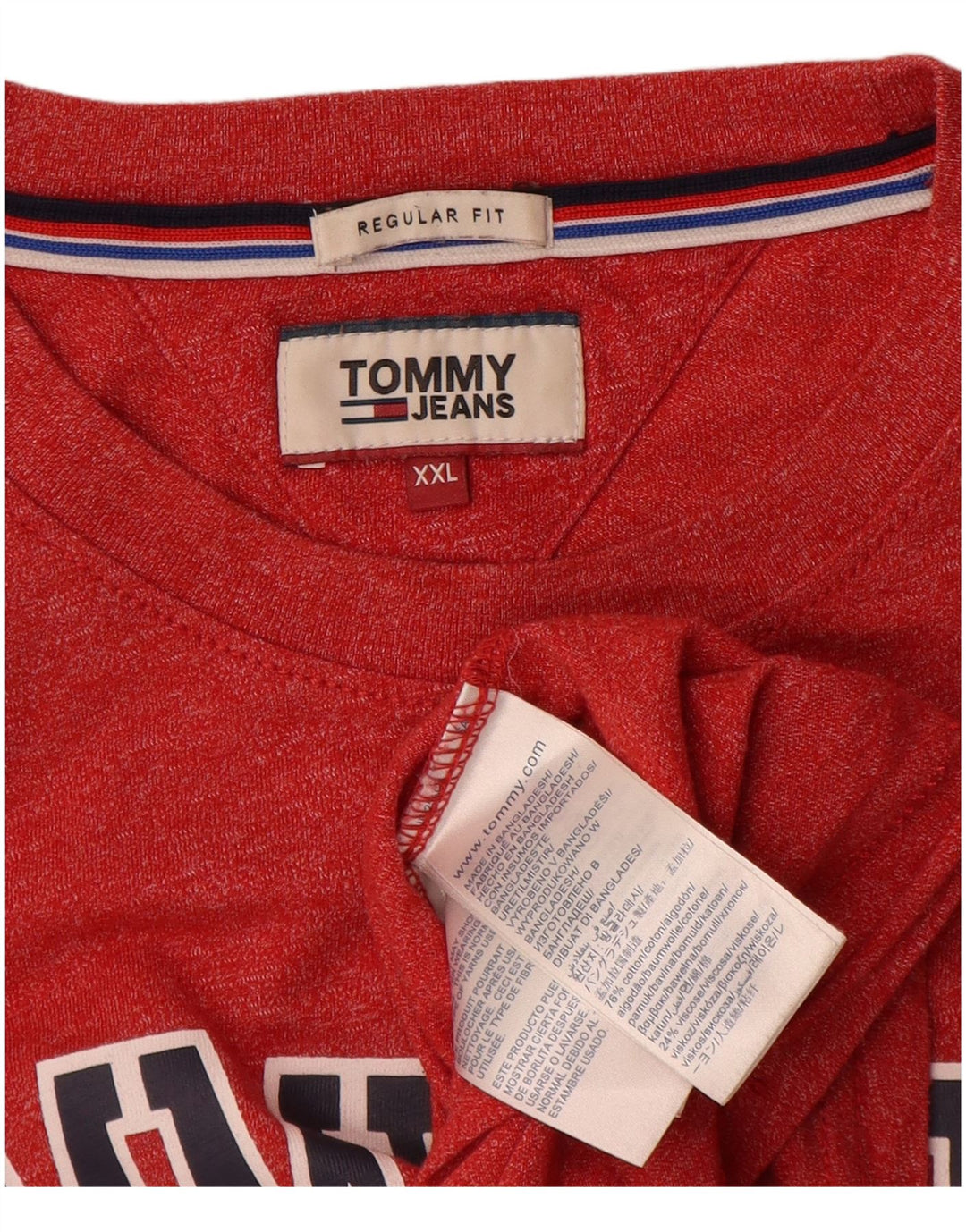 Top grafic cu mânecă lungă, 2XL, roșu peteat, pentru bărbați, Tommy Hilfiger