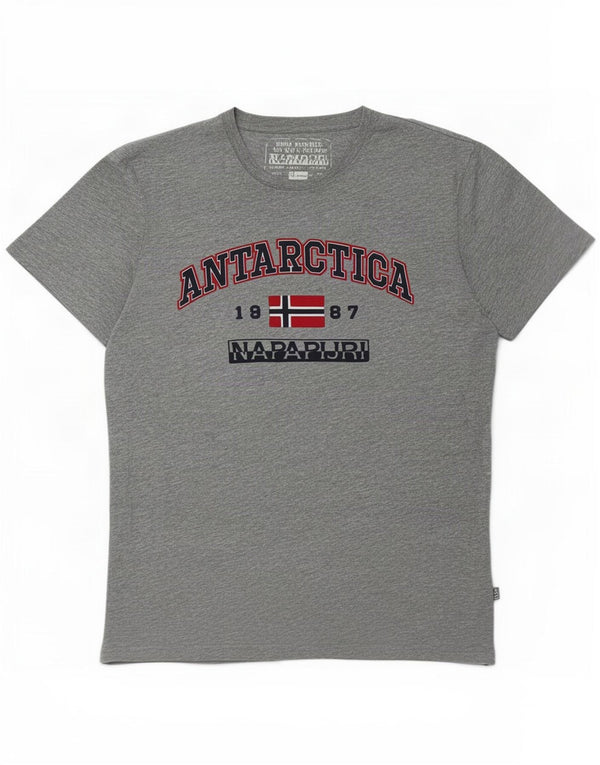 Napapijri Tricou cu grafică pentru bărbați Top Medium Gri Flecked