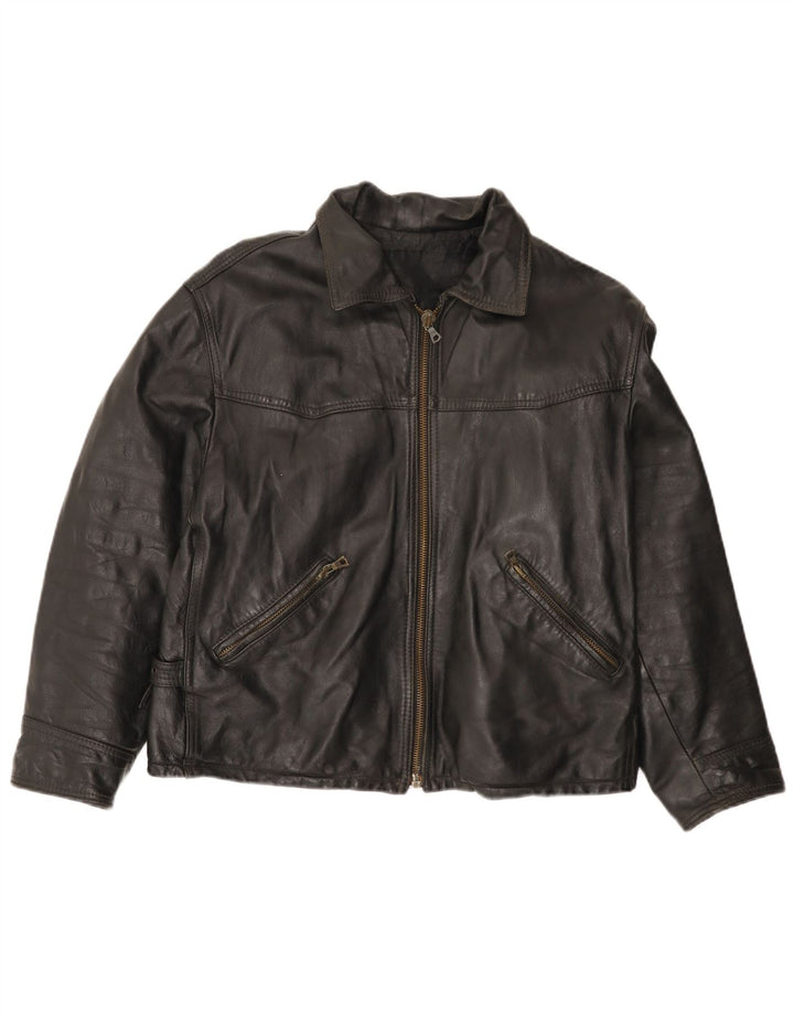 Jachetă de piele vintage pentru bărbați UK 42 XL din piele neagră
