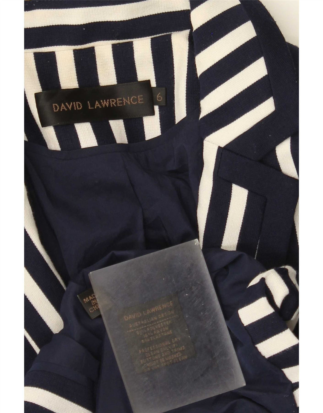 David Lawrence Jachetă Blazer Crop pentru Damă US 6 Medium Bleumarin cu dungi