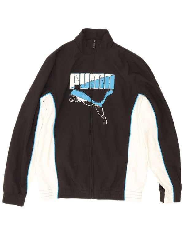 Jachetă de trening cu grafică Puma pentru băieți 13-14 ani, negru, color block