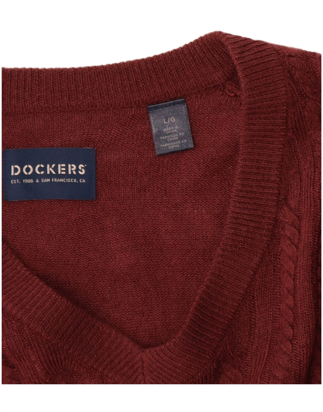 Pulover Dockers pentru bărbați cu decolteu în V, mare, acrilic maro