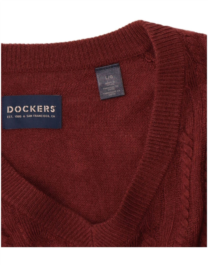 Pulover Dockers pentru bărbați cu decolteu în V, mare, acrilic maro