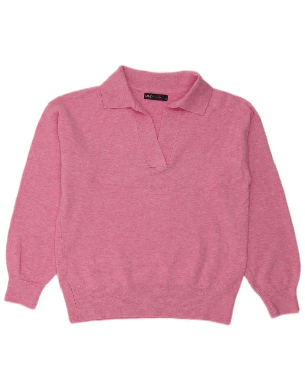 Marks & Spencer Pulover supradimensionat cu gât polo pentru femei UK 10 Mic roz