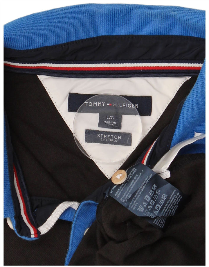 Tricou polo Tommy Hilfiger pentru bărbați, mare, negru, bumbac color bloc