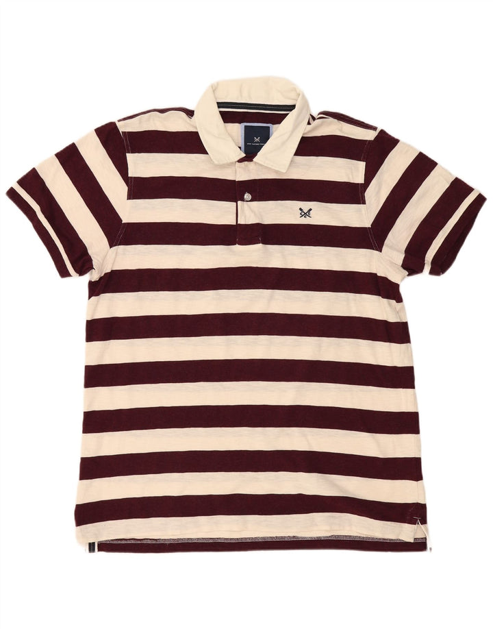 CREW CLOTHING Tricou polo pentru bărbați XL Bumbac cu dungi bordeaux