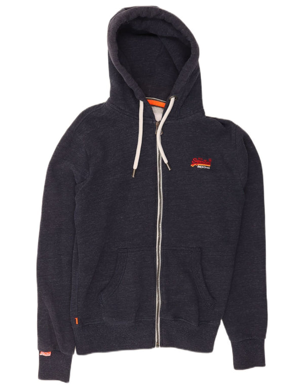 Pulover Superdry pentru bărbați, cu captură normală, cu fermoar, XS, albastru marin, bumbac cu pete
