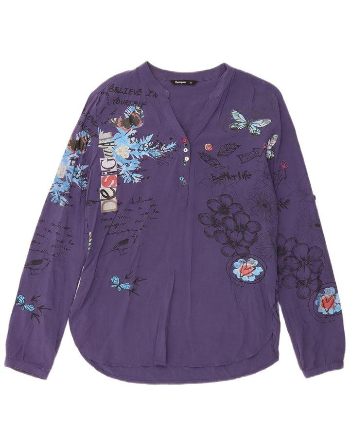 Cămașă pulover pentru femei Desigual UK 14 Medium Bluemarin Floral Viscose