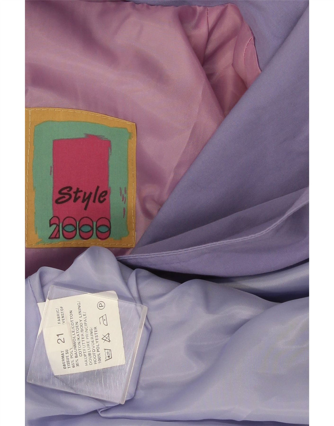 Palton de damă vintage cu piept dublu UK 22 2XL violet poliester
