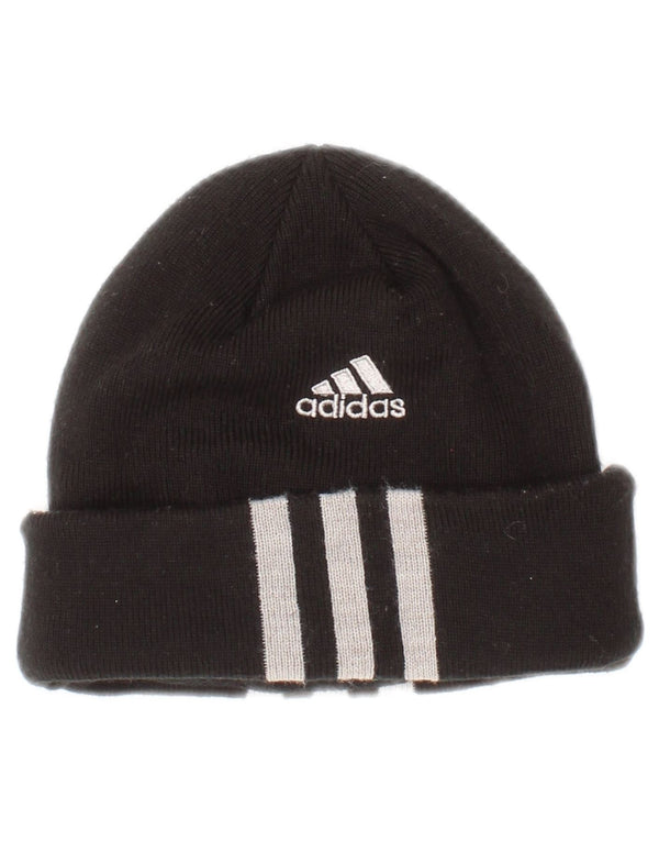 Adidas Boys Beanie Hat One Size Black Striped Polyester