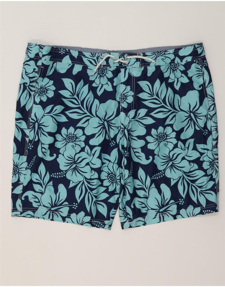 MARKS & SPENCER Pantaloni scurți de înot pentru bărbați, 2XL, poliester floral, albastru bleumarin