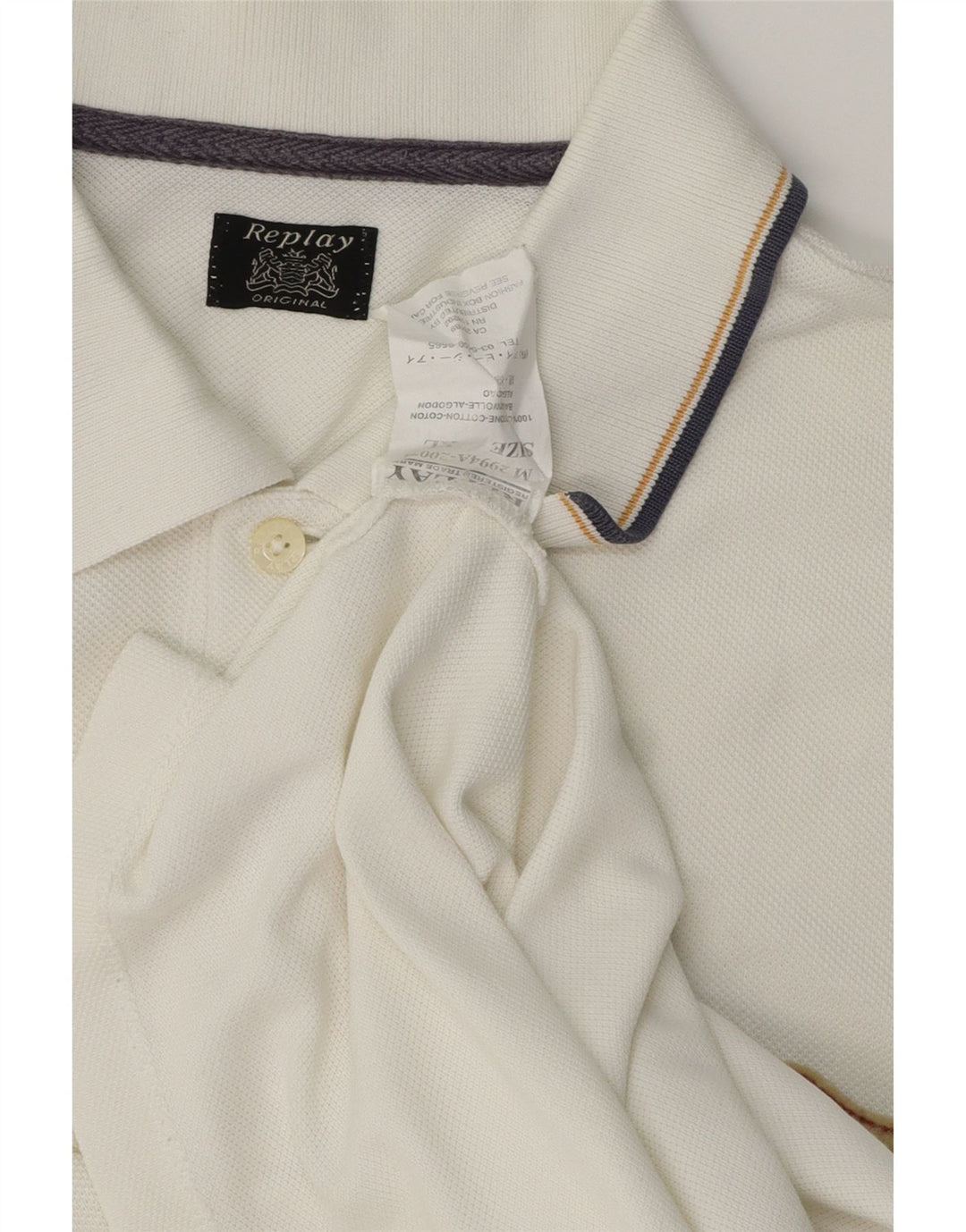 Tricou polo pentru bărbați Replay, XL, alb, din bumbac, clasic