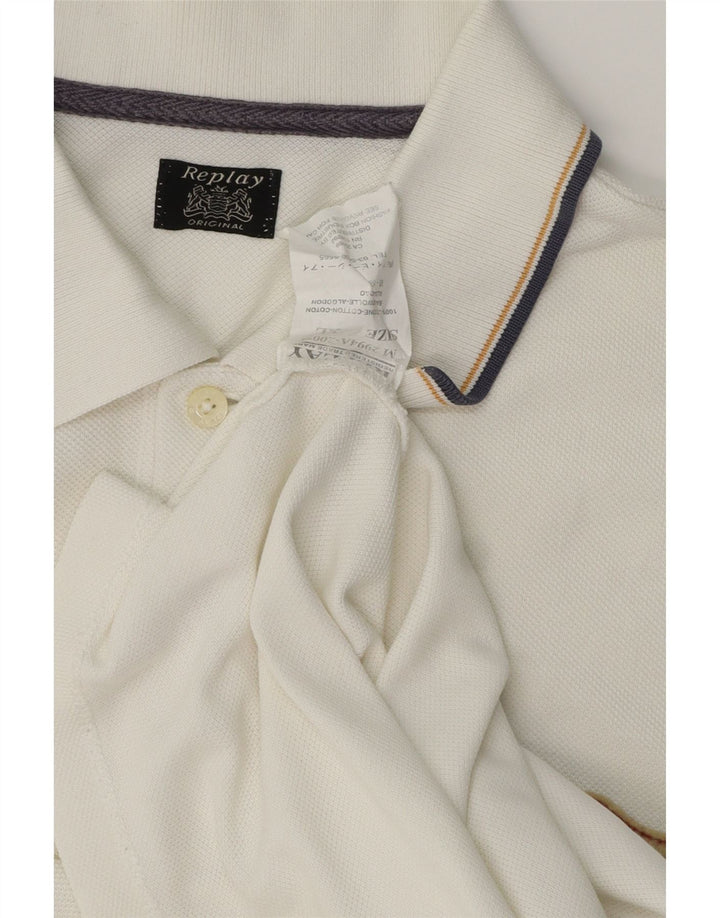 Tricou polo pentru bărbați Replay, XL, alb, din bumbac, clasic