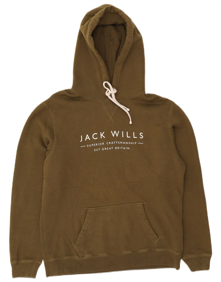 Pulover Jack Wills pentru bărbați cu glugă cu grafică, bumbac verde mediu