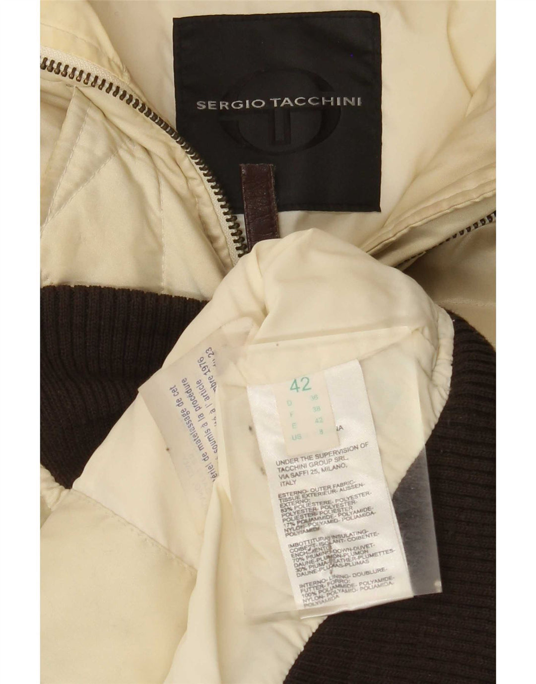 Jachetă căptușită cu glugă pentru femei Sergio Tacchini IT 42 Medium Bej Colorblock