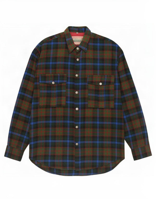 Tavarner Mens Loose Fit Flannel Shirt Medium Green Check Wool