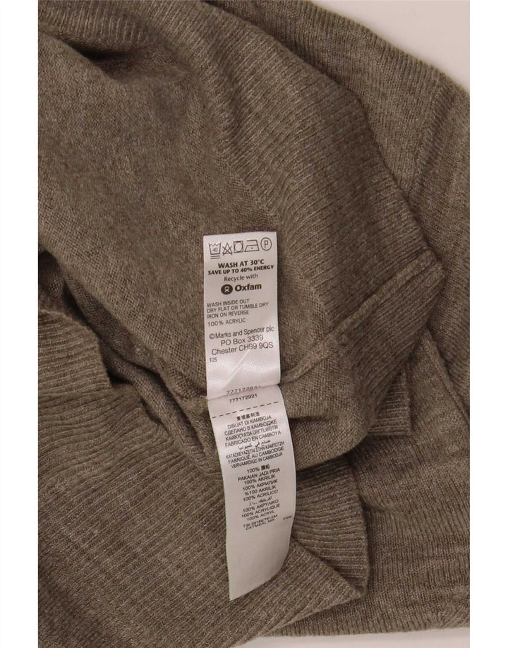 Pulover pentru bărbați Marks & Spencer, cu decolteu în V, mic, bej, cu pete acrilice