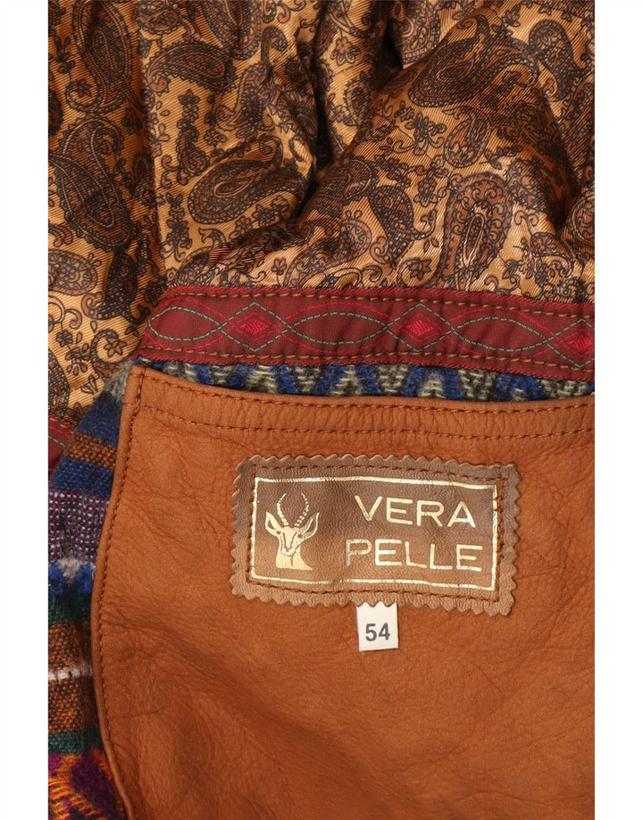 Jachetă din piele pentru bărbați VINTAGE cu glugă EU 54 2XL din piele maro