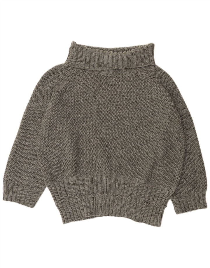 VINTAGE Pulover supradimensionat cu gât rulat pentru femei UK 22 3XL Gri