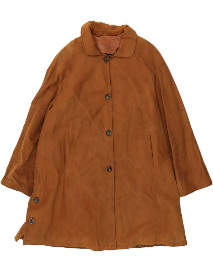 BORGO ANTICO Womens Oversized Leather Coat IT 46 Large Brown Leather Vintage Borgo Antico and Second-Hand Borgo Antico from Messina Hembry 