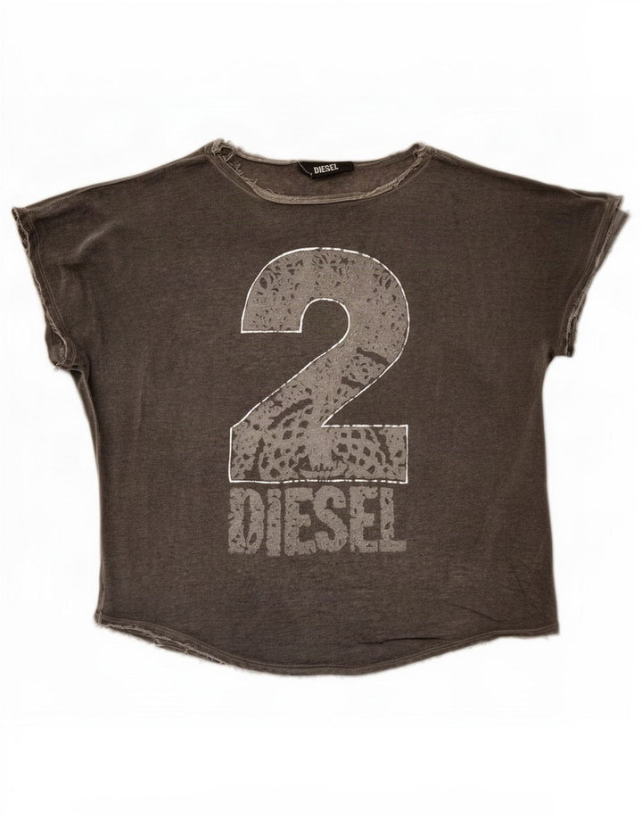 Tricou grafic supradimensionat pentru femei Diesel Top UK 10 Small Grey Rayon