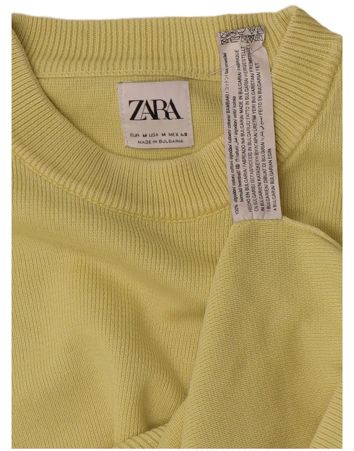 Pulover pentru bărbați Zara, cu gât roșu, din bumbac galben mediu