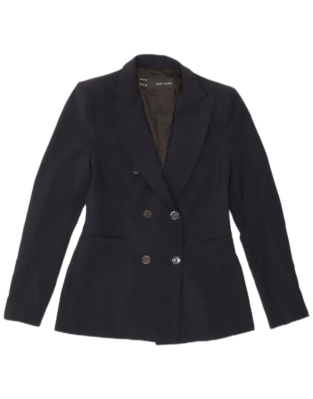 Jachetă Blazer pentru femei Zara, cu două piepturi, UK 12 Mediu, bleumarin, poliester