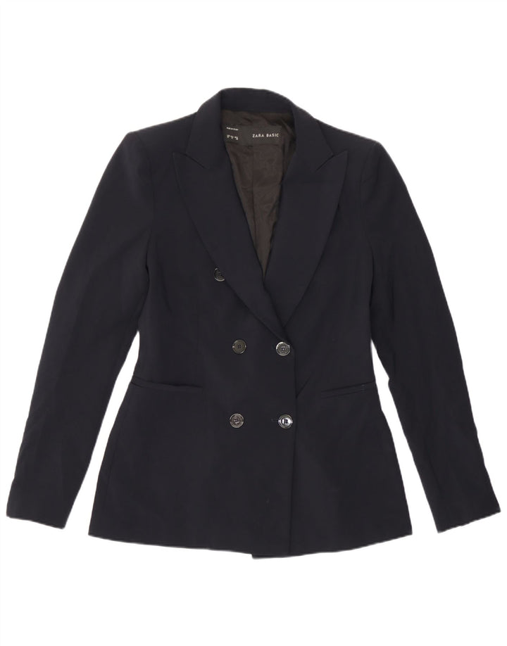Jachetă Blazer pentru femei Zara, cu două piepturi, UK 12 Mediu, bleumarin, poliester