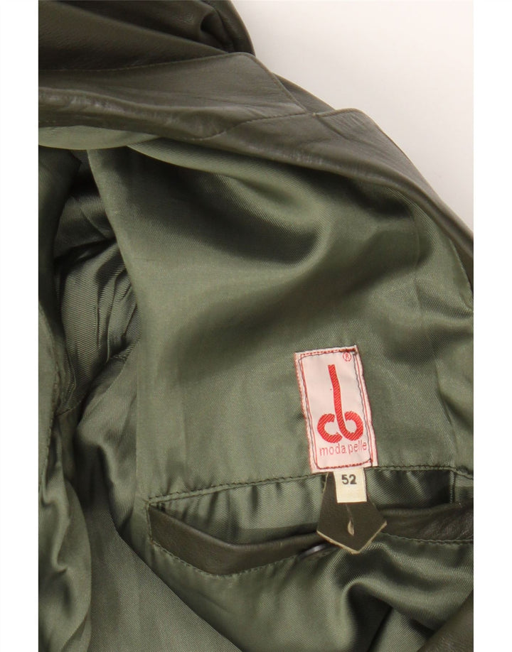 Jachetă vintage pentru bărbați din piele cu 2 nasturi IT 52 XL din piele verde