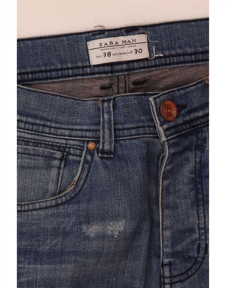 Blugi slim pentru bărbați Zara EU 38 Mici L30 L32 Albastru