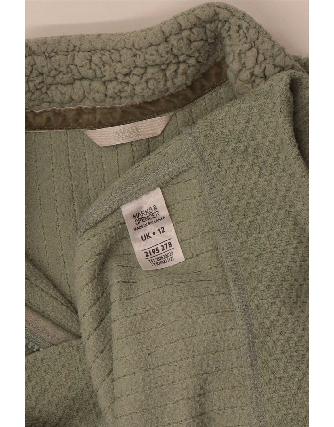 Pulover pentru femei Marks & Spencer, cu fermoar, cu gât, UK 12 Medium Khaki