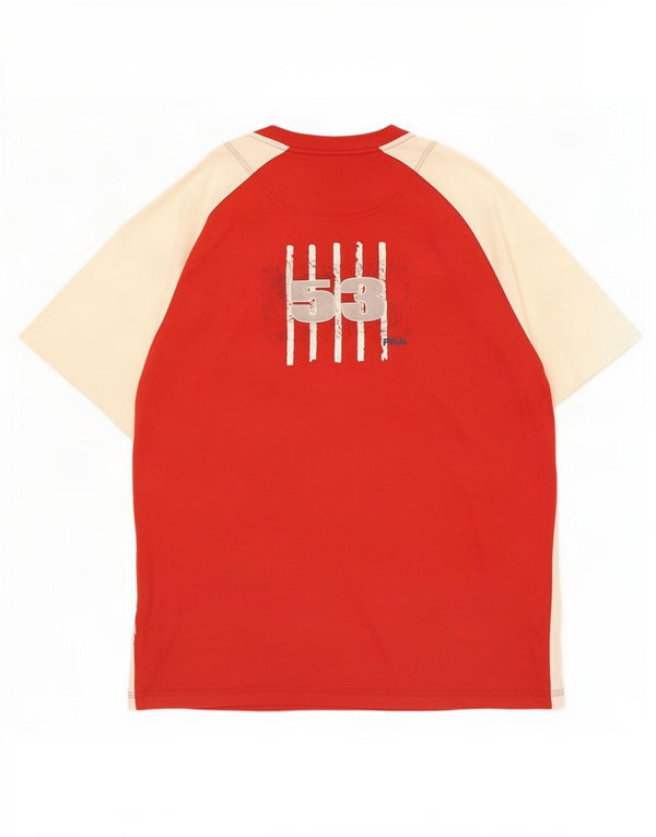 Tricou cu grafică pentru bărbați Fila Top XL, roșu, bumbac color bloc