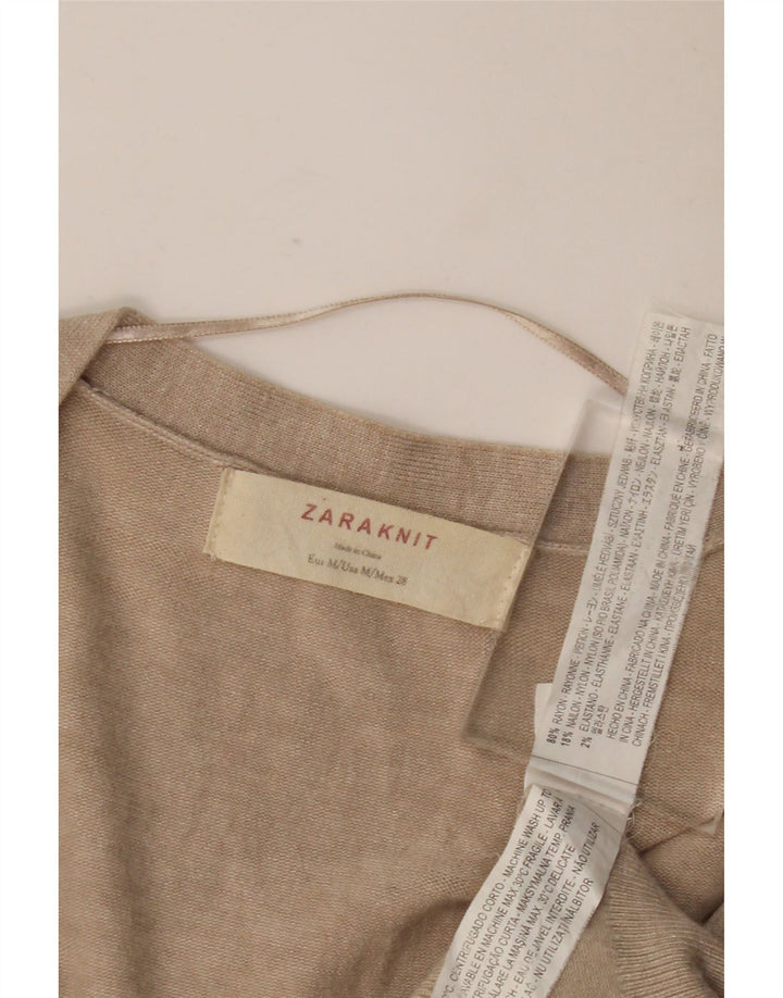 Pulover cardigan pentru femei Zara UK 12 Medium Beige Rayon